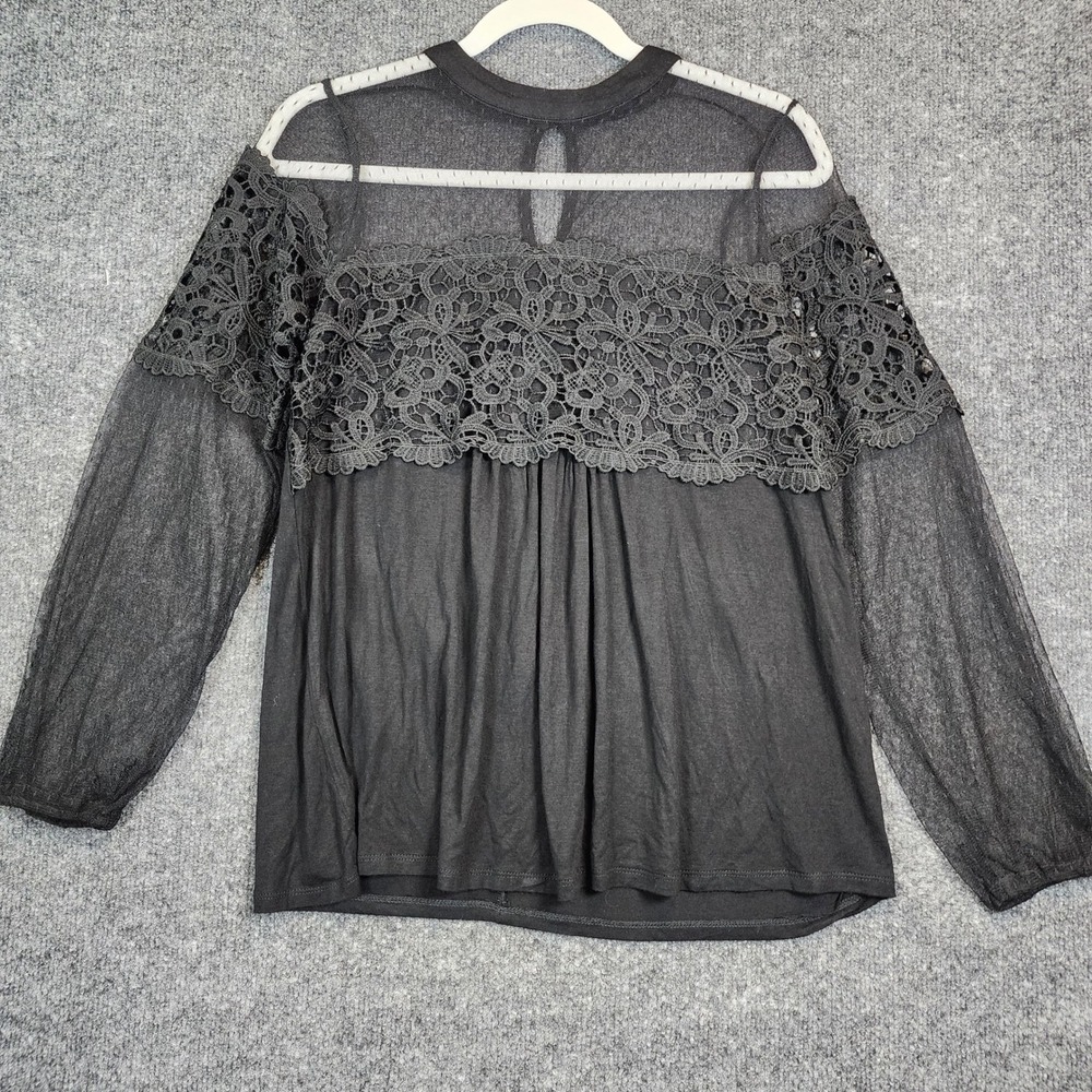Tempted Hearts Womens Lace Mesh Sheer Boho Whimsigoth Fairy Peasant Blouse Top L